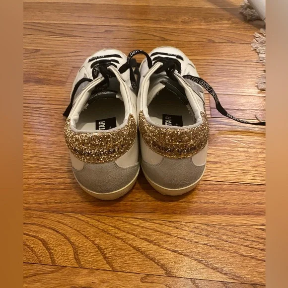 Golden Goose Women's white leather Super-Star with glittery heel tab Size 41 - Picture 7 of 15
